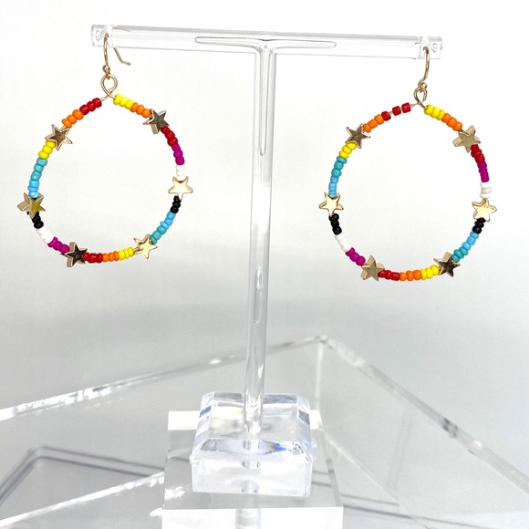 Rainbow Galaxy Hoop Earrings - Picture 7 of 7